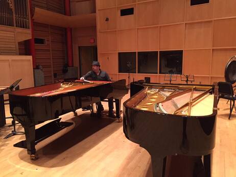tuning a university concert pianos for recording session